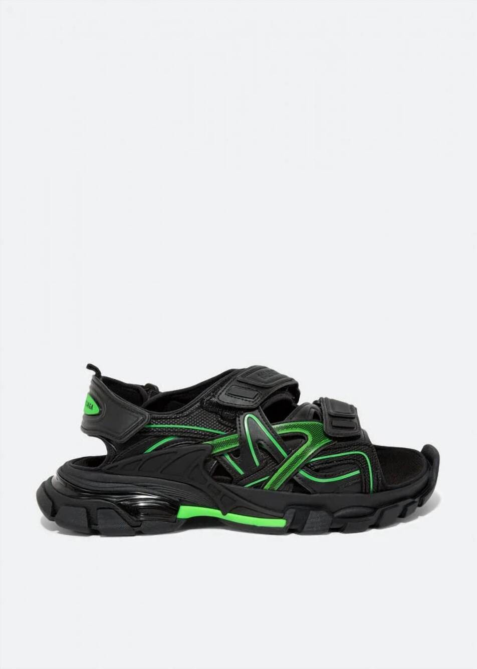 NEW BALENCIAGA women's track sandal in black fluo green